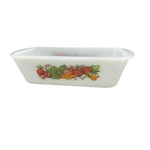 Vintage Glasbake Jeanette Milkglass Garden Vegetable Harvest Loaf Pan